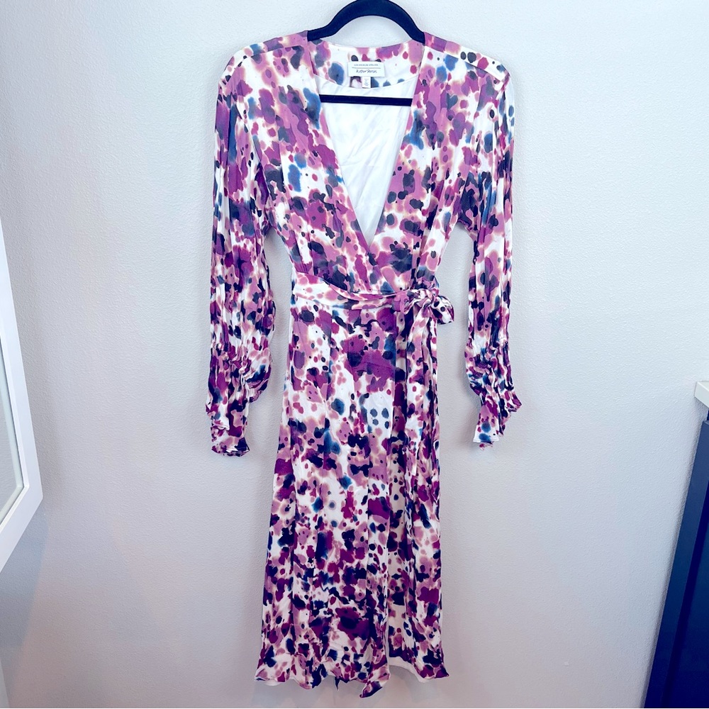 • & Other Stories • Floral Print Midi Wrap Dress Long Sleeve